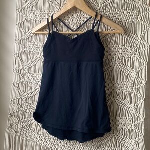 Ivivva cross back black multi layered workout sports tank, size 10